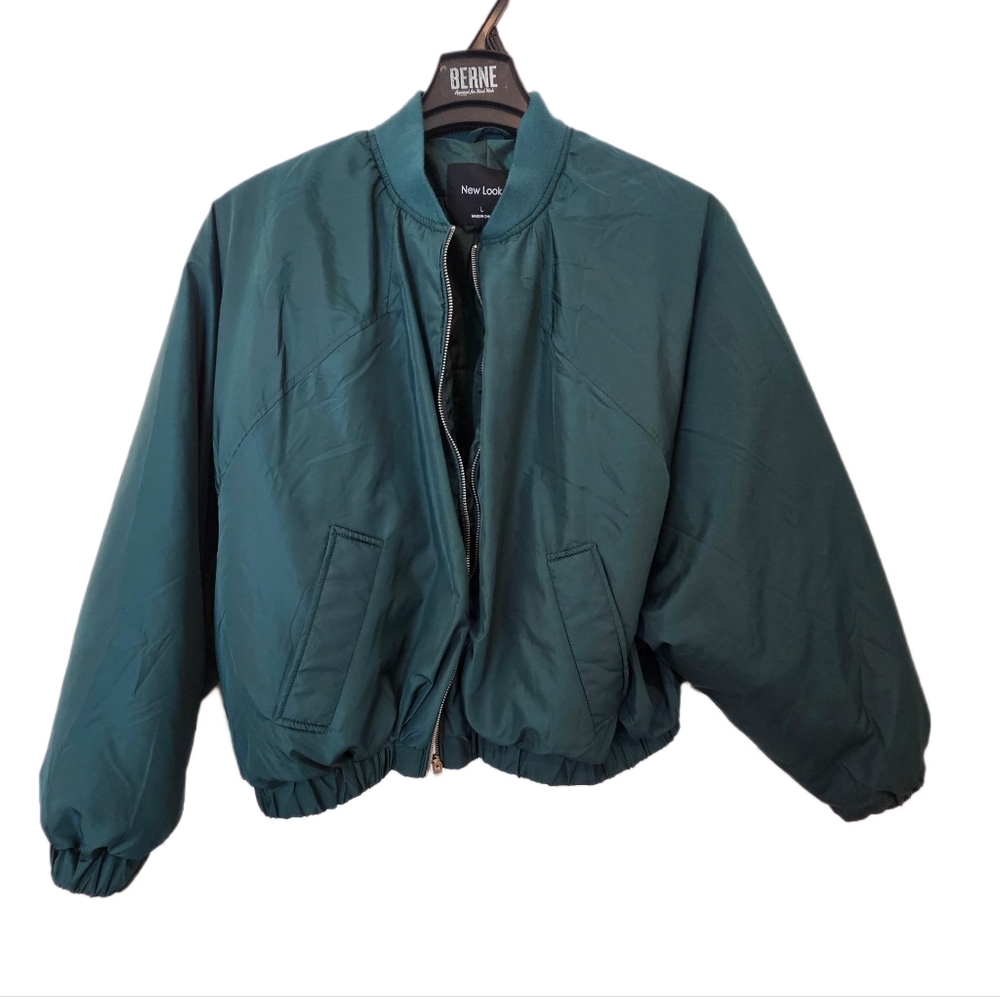 Dark Green Puffer Bomber Jacket Size L